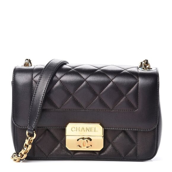 CHANEL 24K Gold Classic Lambskin Mini Flap Bag Chic With Me Black - Picture 1 of 15